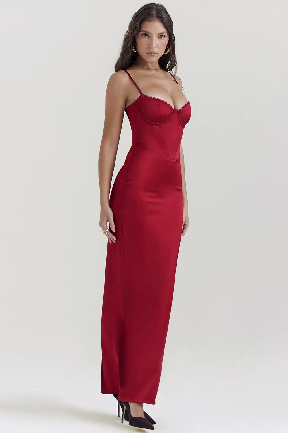 Stefania Ruby Corset Maxi Dress