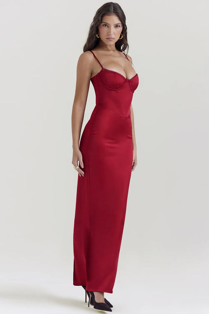 Stefania Ruby Corset Maxi Dress