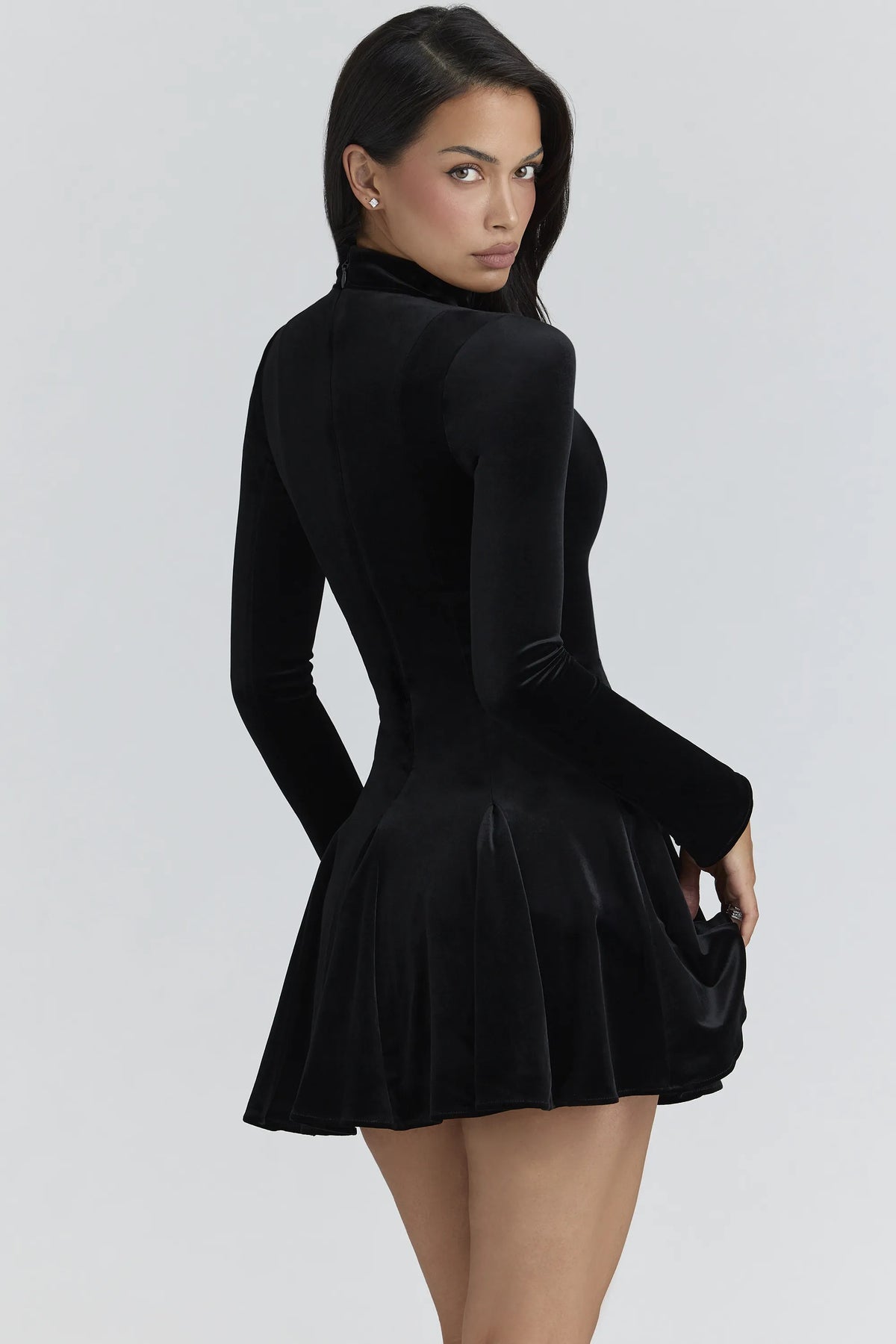 Stella Black Velvet Keyhole Mini Dress