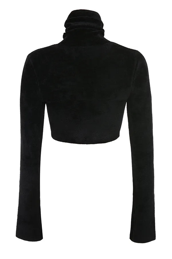 Suri Black Chenille Cropped Top