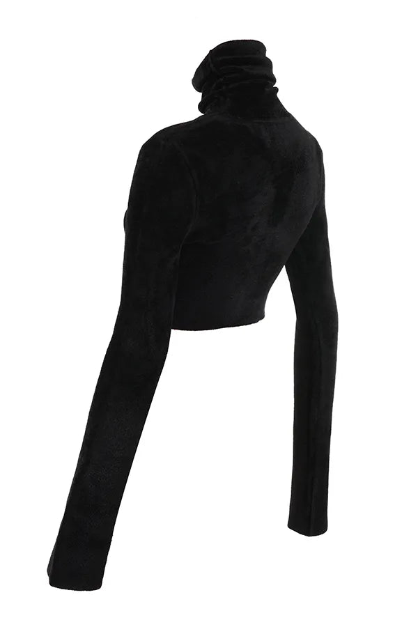 Suri Black Chenille Cropped Top