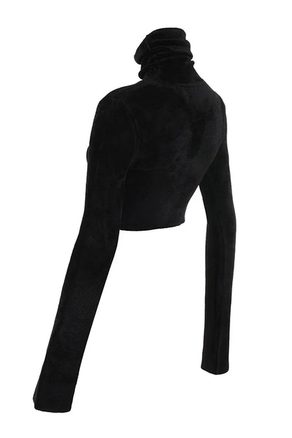 Suri Black Chenille Cropped Top