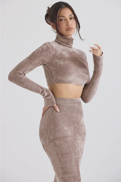 Suri Rose Chenille Cropped Top