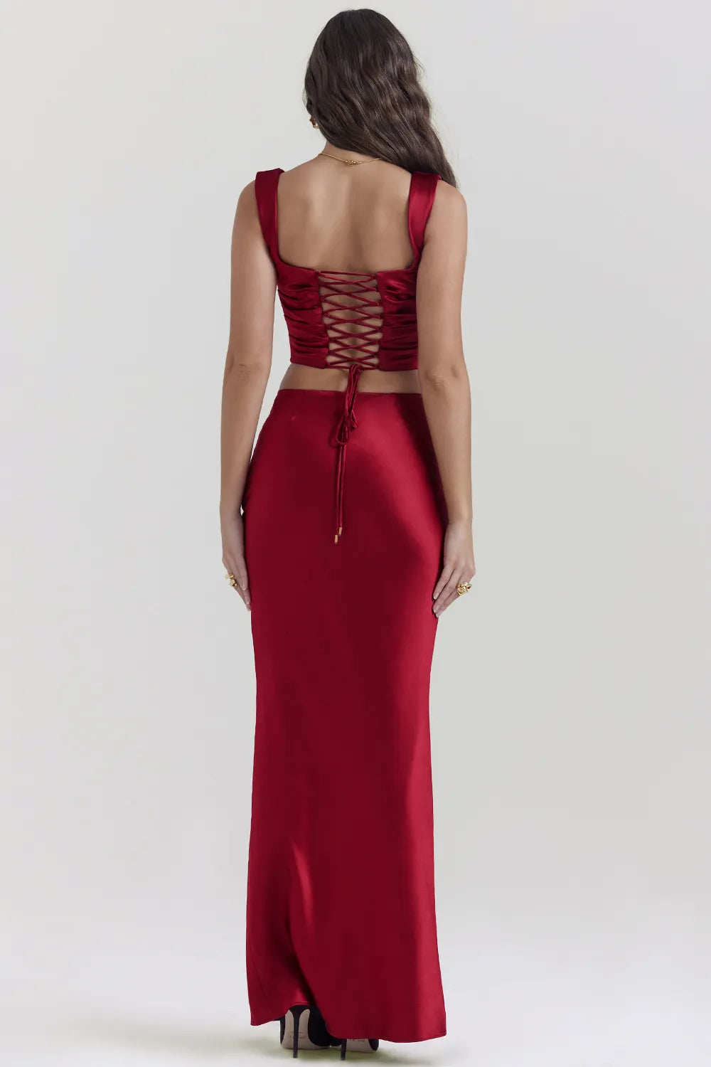 Sydel Ruby Satin Bias Cut Maxi Skirt