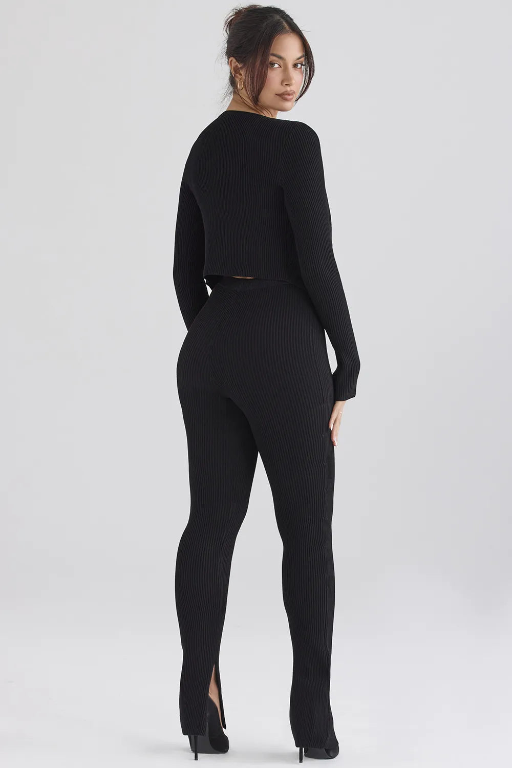 Mitzi Black Ribbed Knit Leggings