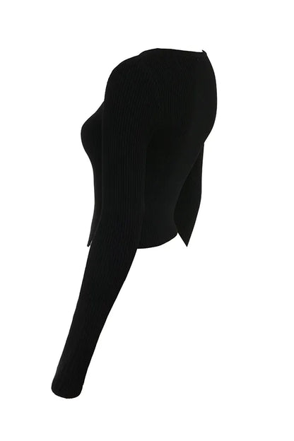 Sylvia Black Ribbed Knit Cardigan