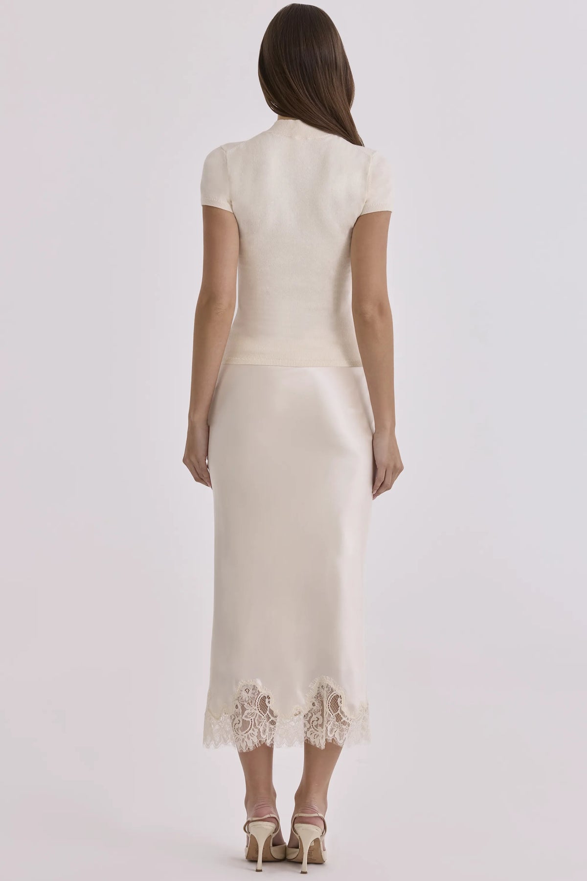 Tamra Ivory Cotton + Cashmere Short Sleeve Top