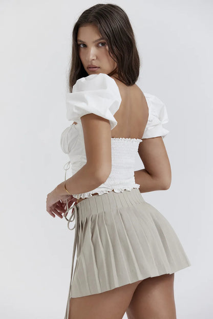 Tatum Stone Pleated Wrap Mini Skirt