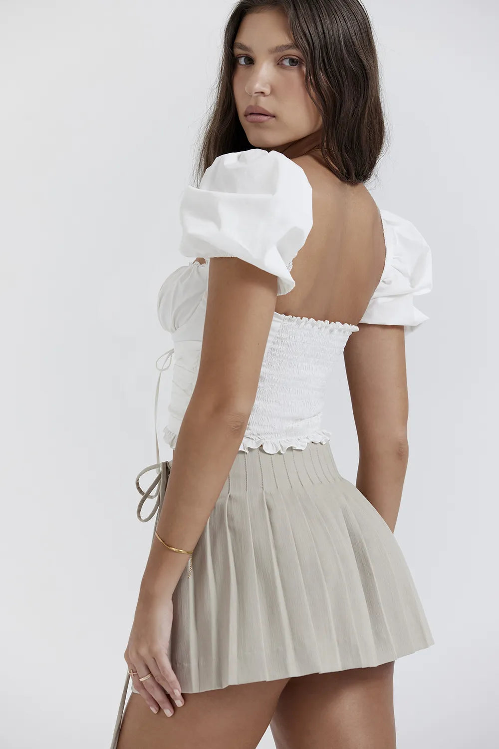 Tatum Stone Pleated Wrap Mini Skirt