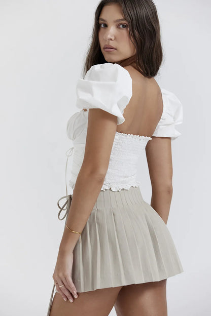 Tatum Stone Pleated Wrap Mini Skirt