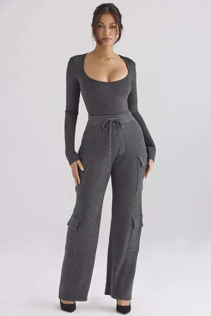 Marianna Charcoal Loungewear Bodysuit