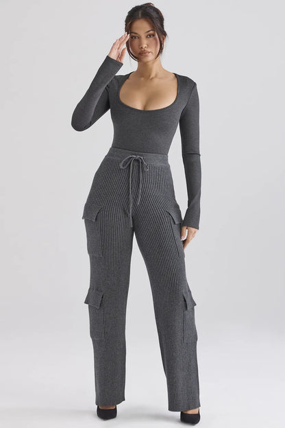 Tea Charcoal Knitted Utility Trousers