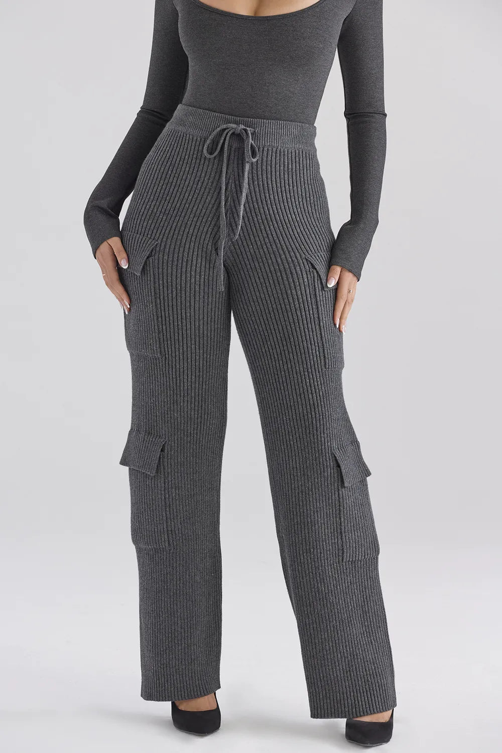 Tea Charcoal Knitted Utility Trousers