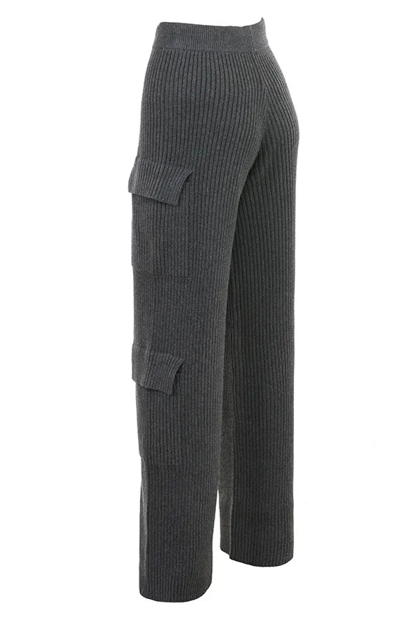 Tea Charcoal Knitted Utility Trousers