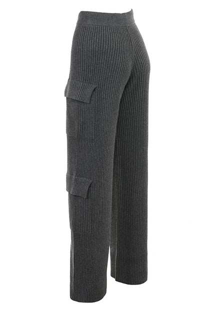 Tea Charcoal Knitted Utility Trousers