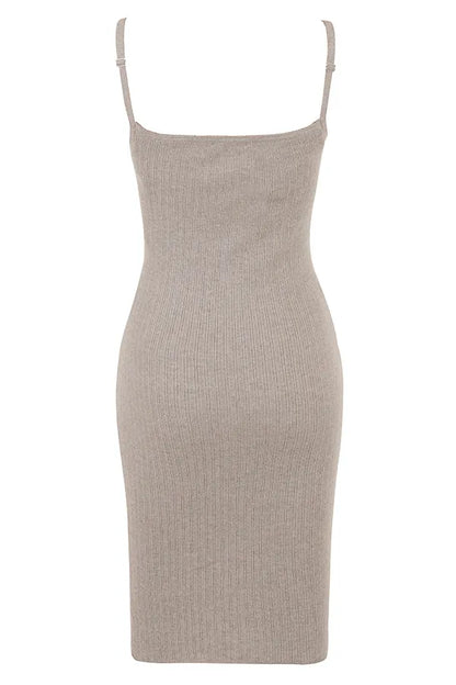 Teva Beige Cashmere Knit Midi Dress