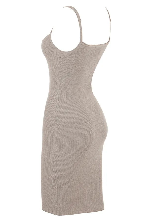 Teva Beige Cashmere Knit Midi Dress