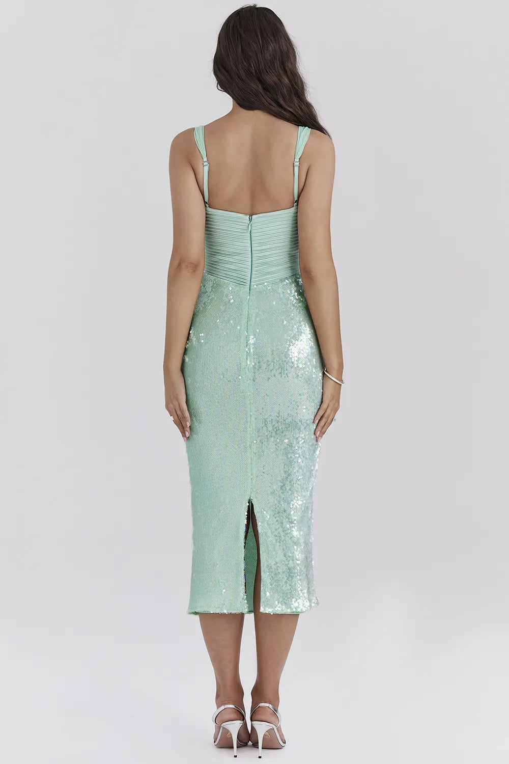 Thala Seafoam Sequin Corset Midi Dress