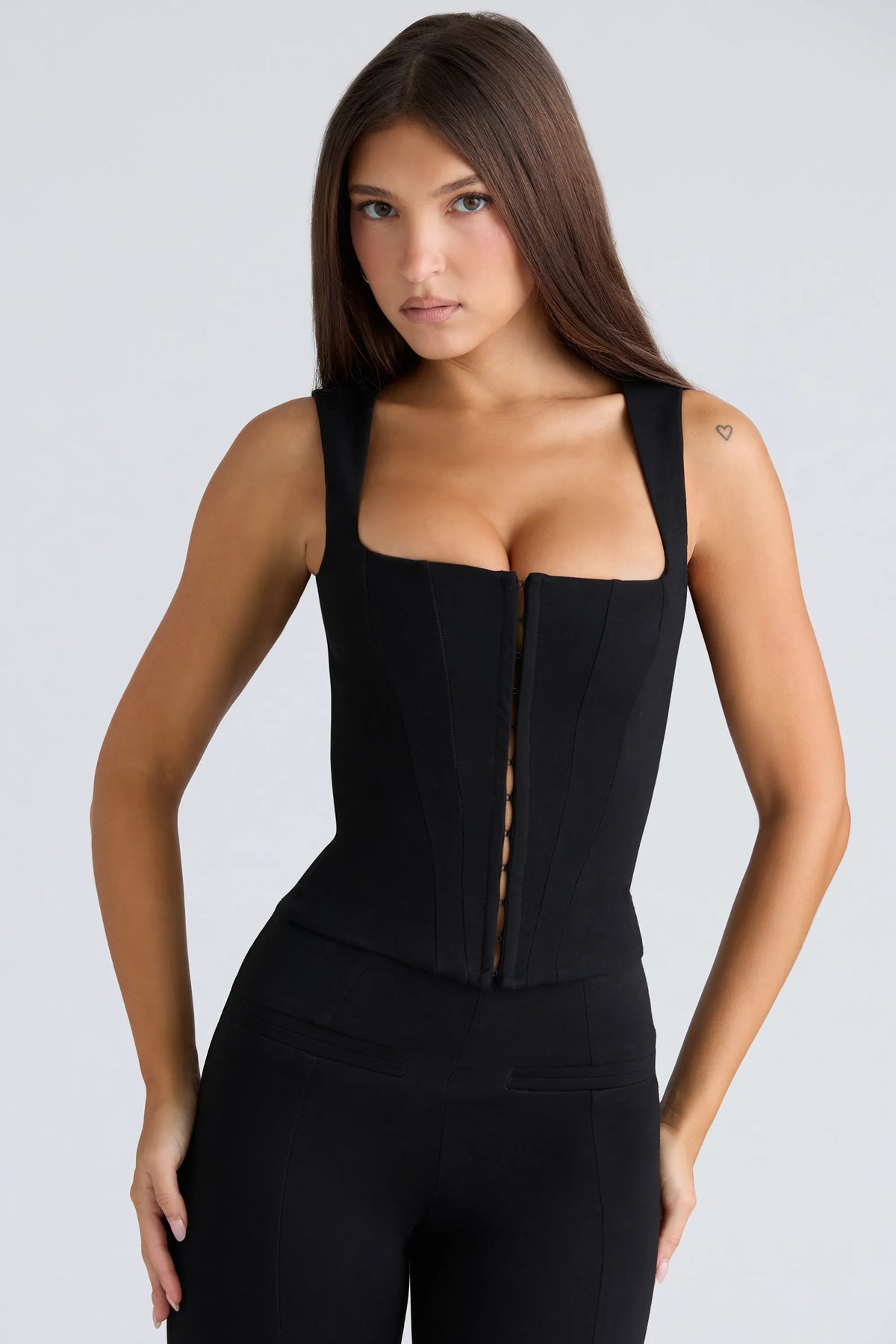 The Balconette Black Fitted Corset Top