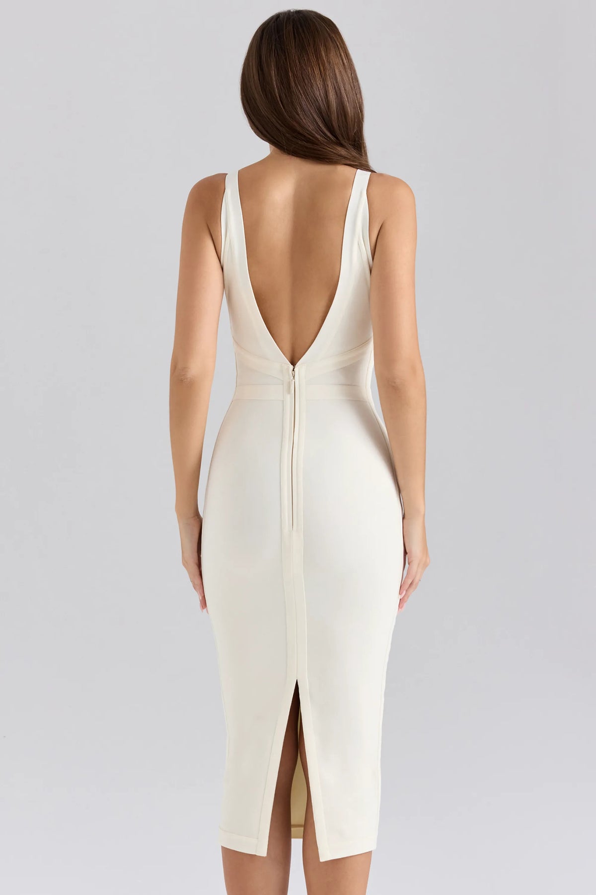 The Classic Ivory Midi Bandage Dress