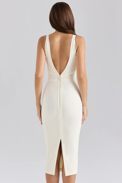 The Classic Ivory Midi Bandage Dress