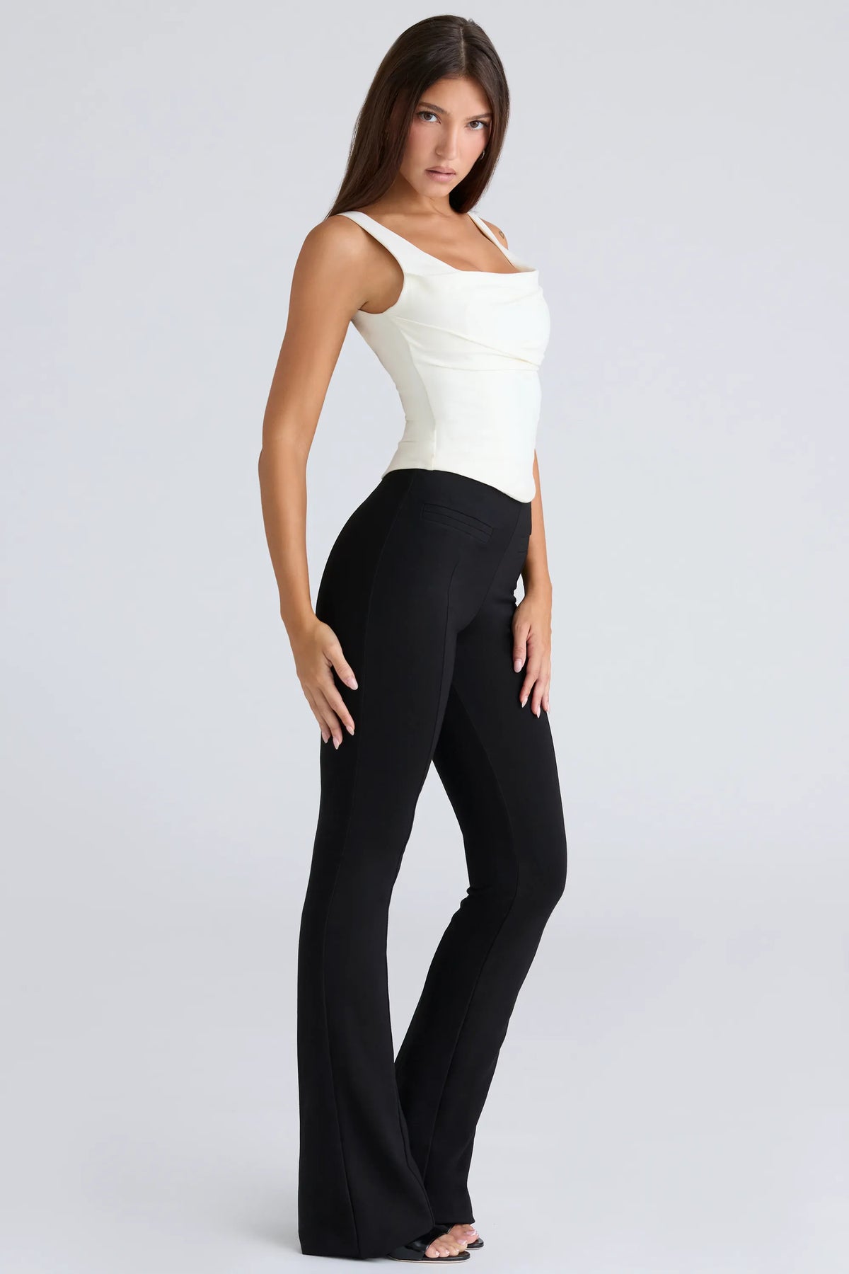 The Drape Neck Ivory Corset Top