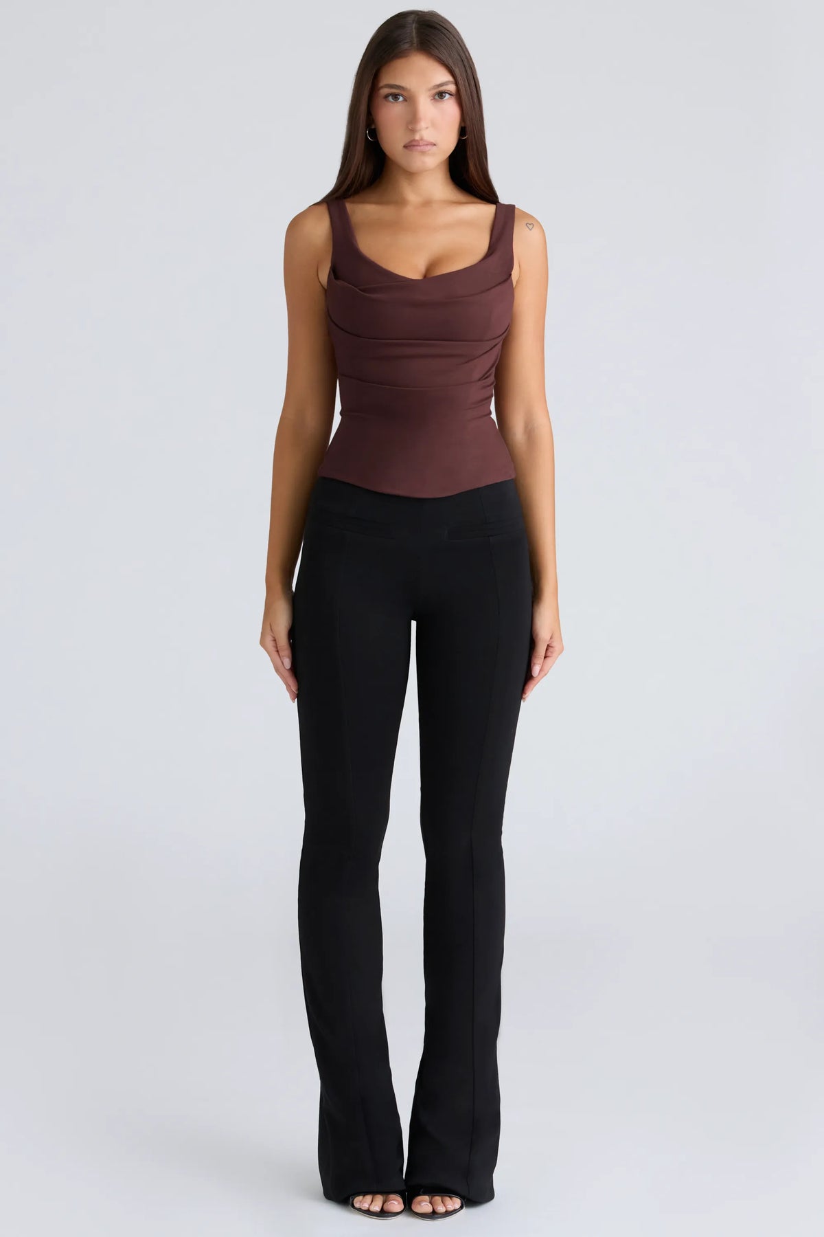 The Drape Neck Chocolate Corset Top