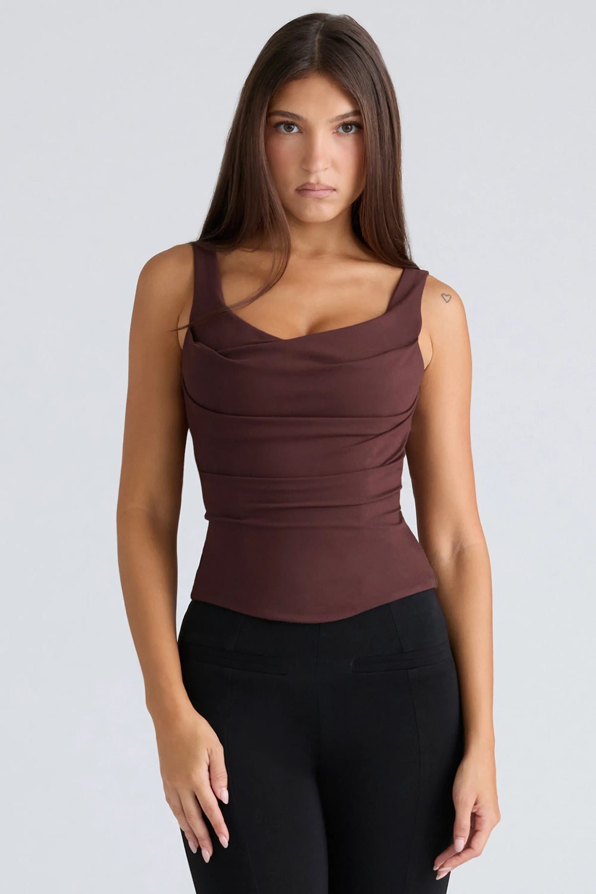 The Drape Neck Chocolate Corset Top