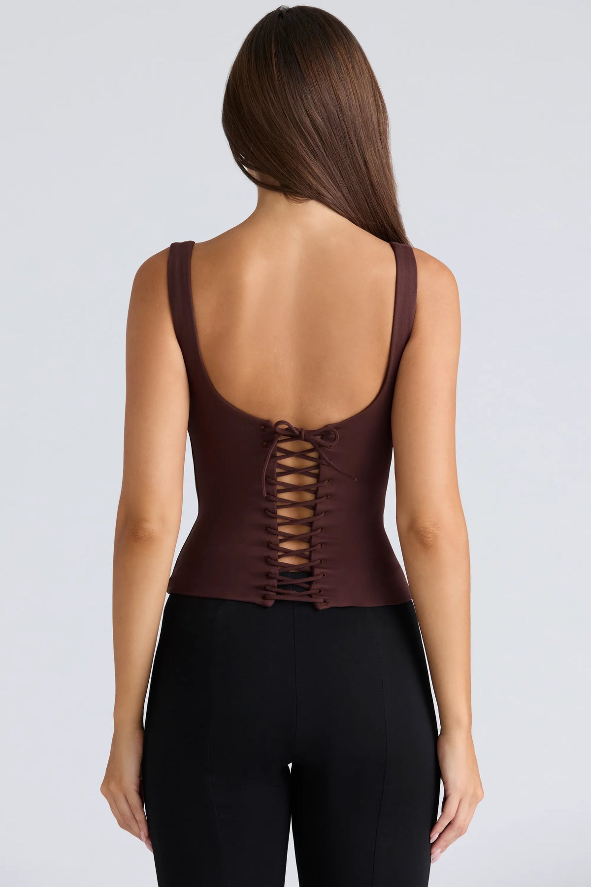 The Drape Neck Chocolate Corset Top