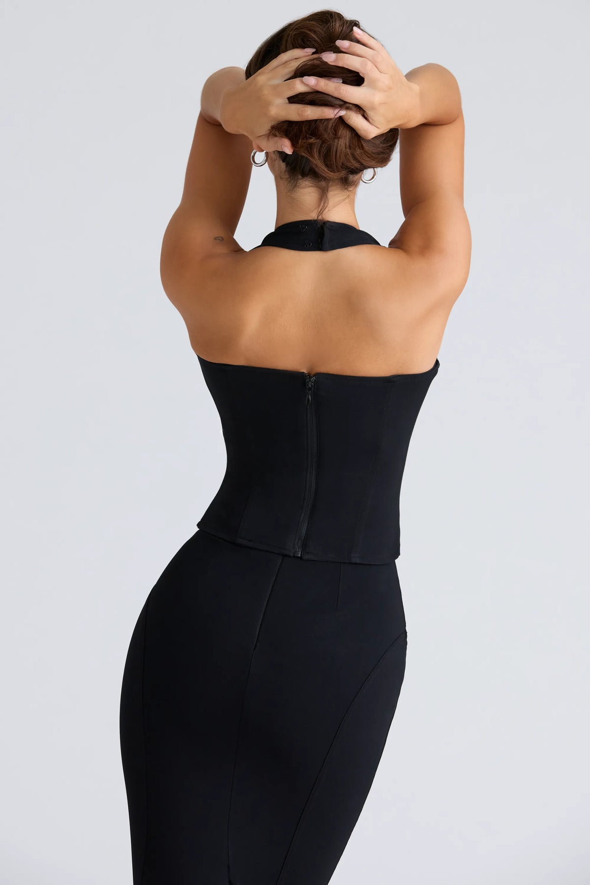 The Halter Neck Black Stretch Corset Top