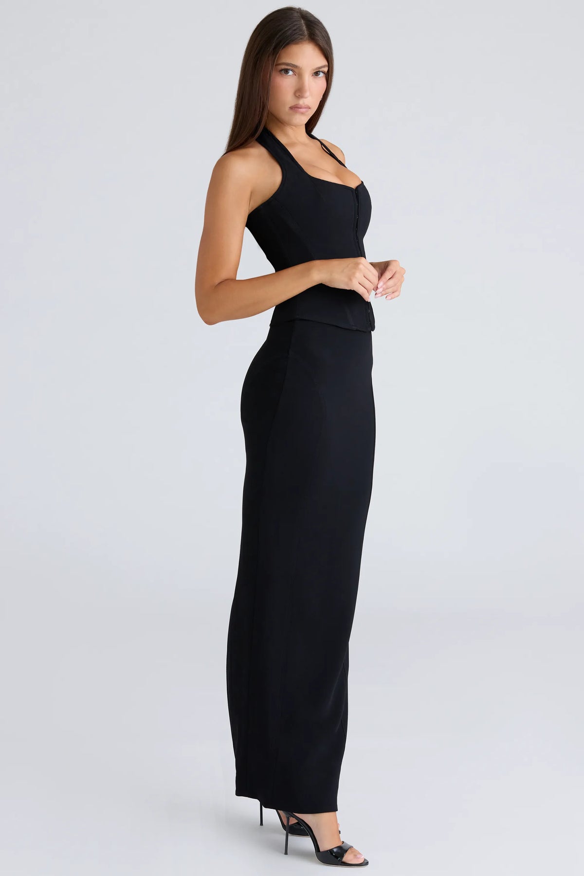 The Maxi Black Panelled Bodycon Skirt