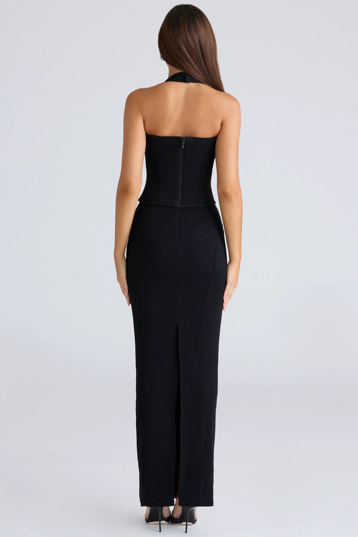 The Maxi Black Panelled Bodycon Skirt