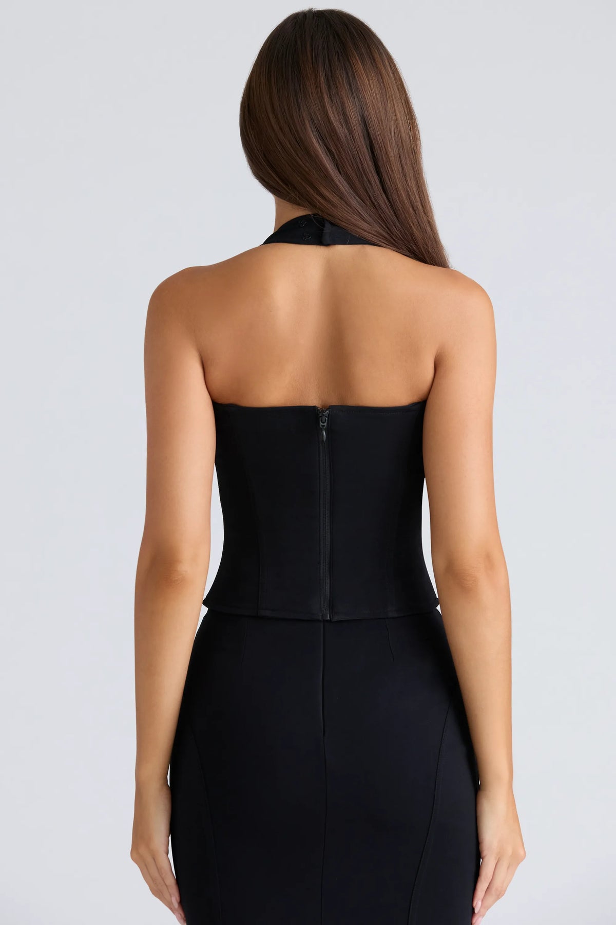The Halter Neck Black Stretch Corset Top