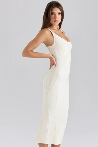 The Hourglass Ivory Midi Bandage Dress