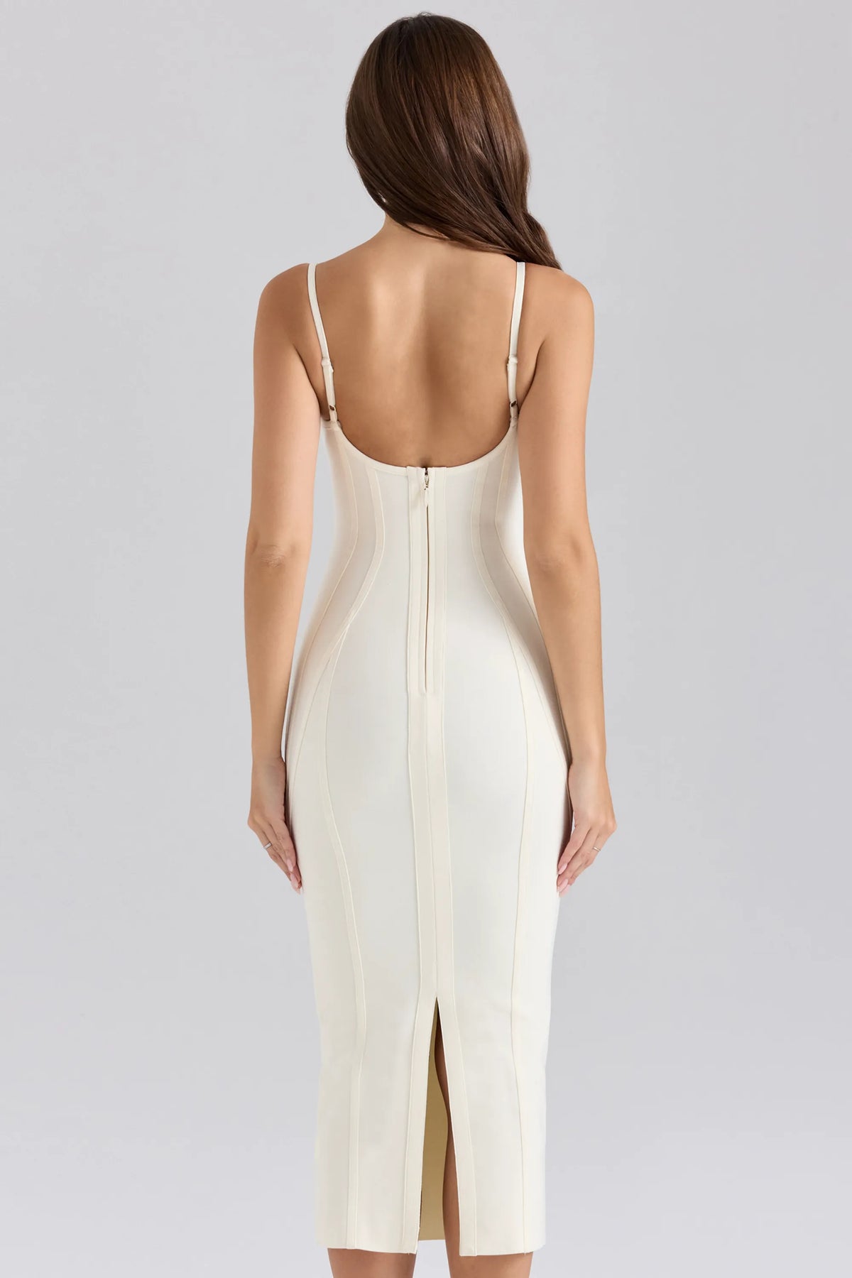 The Hourglass Ivory Midi Bandage Dress