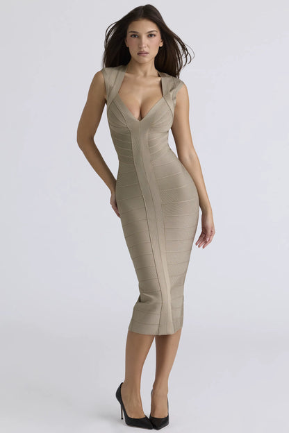 The Icon Latte Bandage Midi Dress