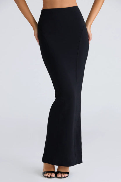The Maxi Black Panelled Bodycon Skirt