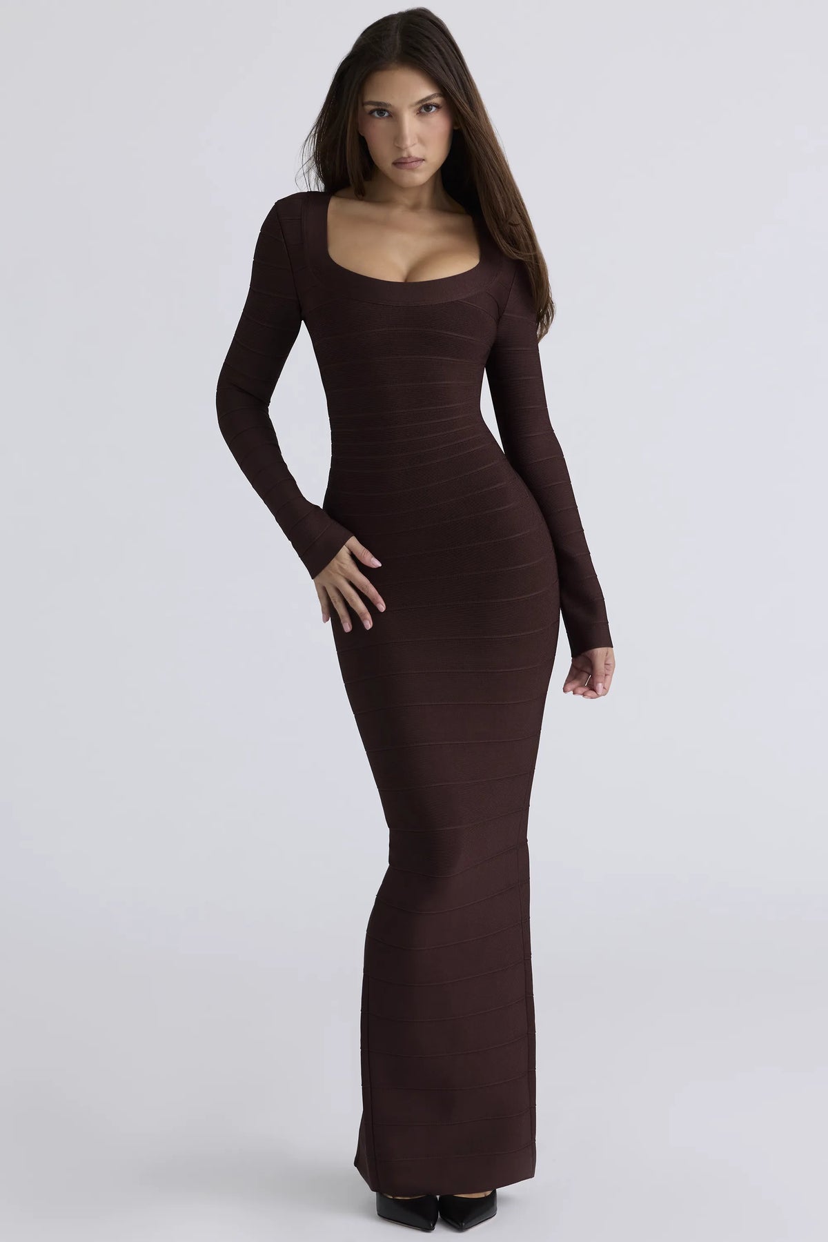 The OG Chocolat Long Sleeve Bandage Maxi Dress