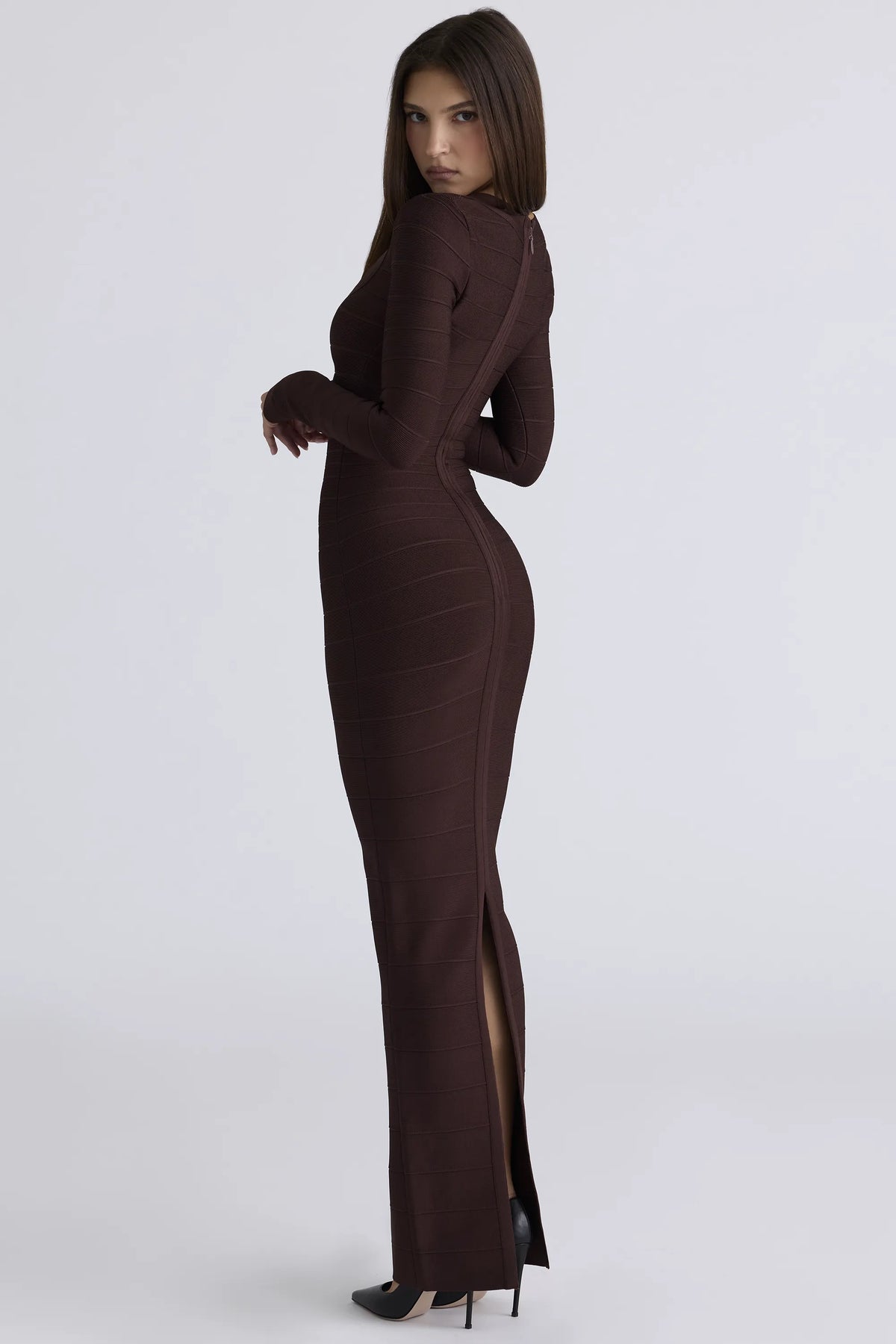 The OG Chocolat Long Sleeve Bandage Maxi Dress