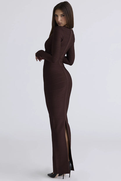 The OG Chocolat Long Sleeve Bandage Maxi Dress