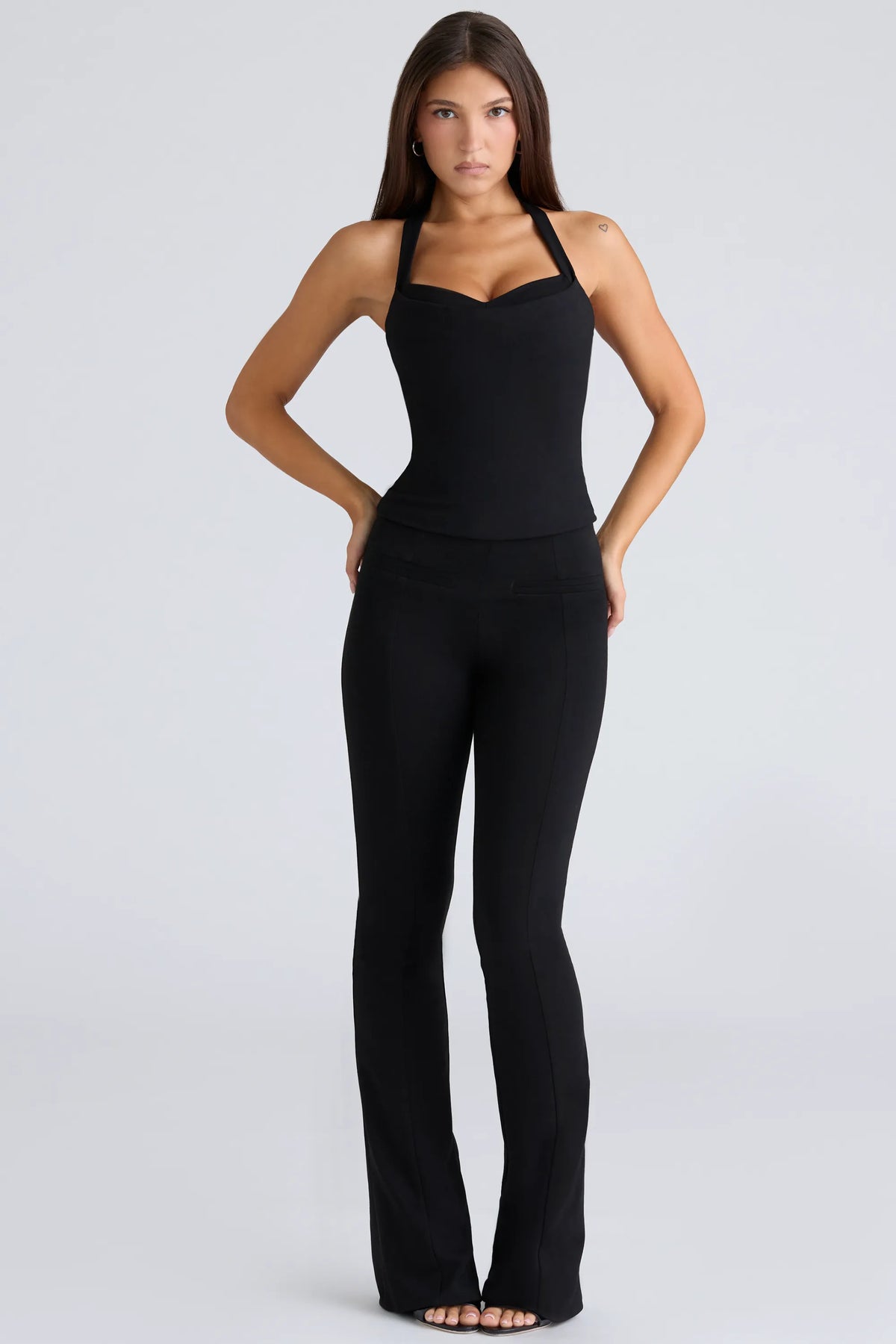 The Peekaboo Black Halter Neck Corset Top
