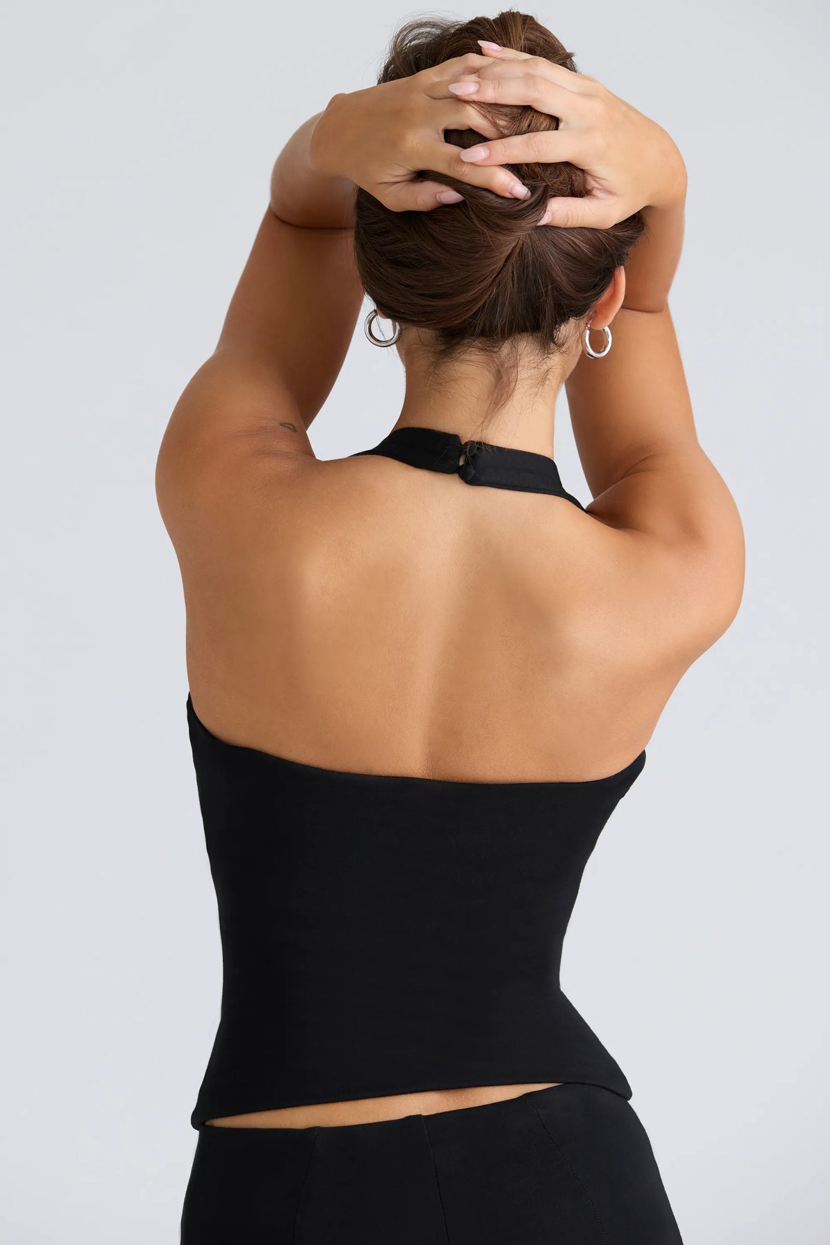 The Peekaboo Black Halter Neck Corset Top