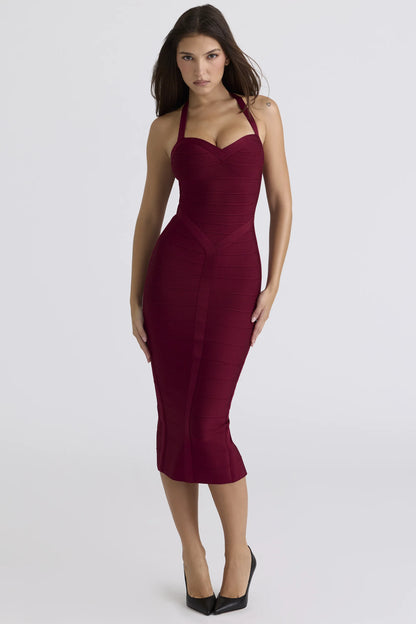 The Supermodel Ruby Halter Neck Bandage Midi Dress