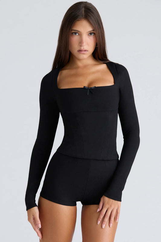 The Long Sleeve Black Corset Top