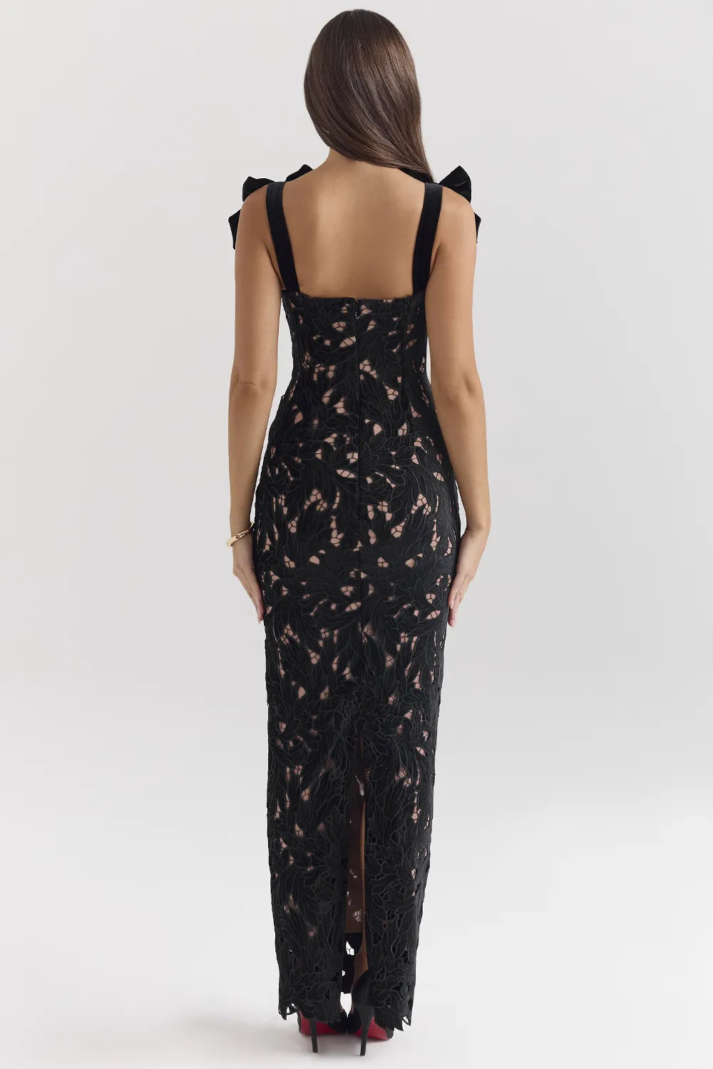 Tiff Black Velvet Lace Maxi Dress