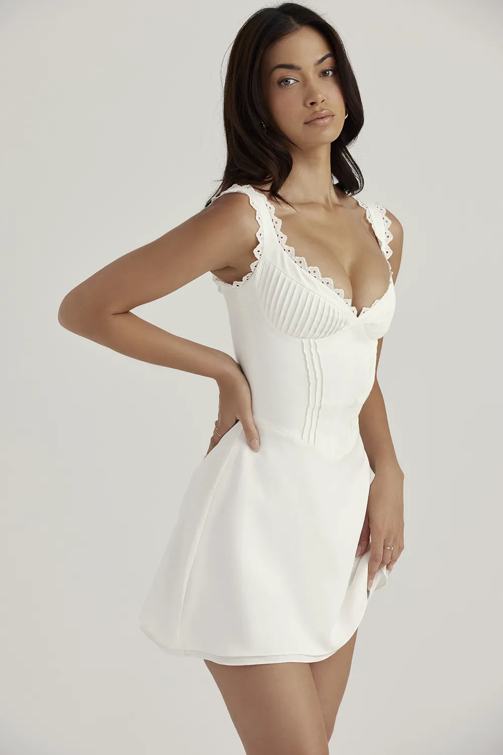 Tilly White Pin Tuck Mini Dress