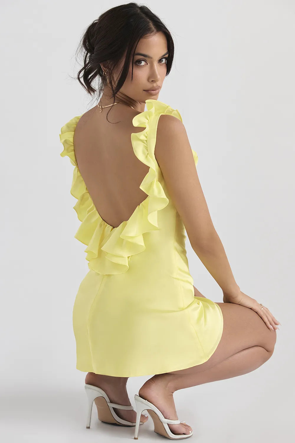 Tink Buttercup Satin Ruffle Mini Dress