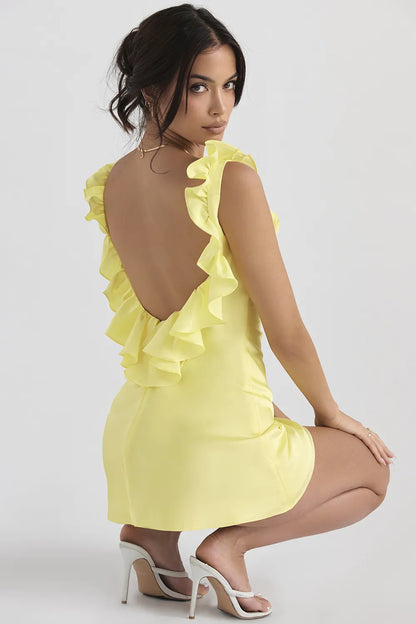 Tink Buttercup Satin Ruffle Mini Dress