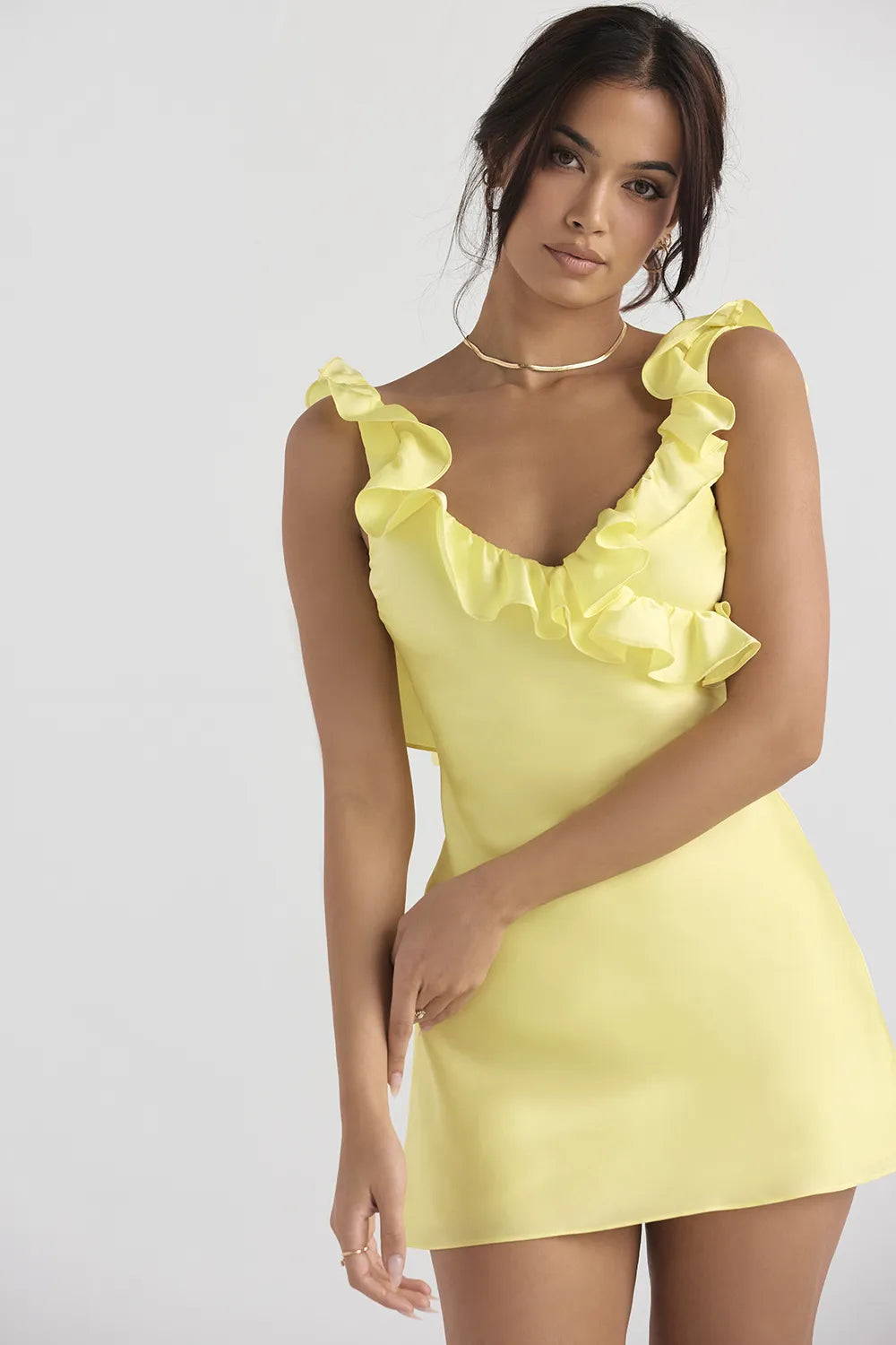 Tink Buttercup Satin Ruffle Mini Dress