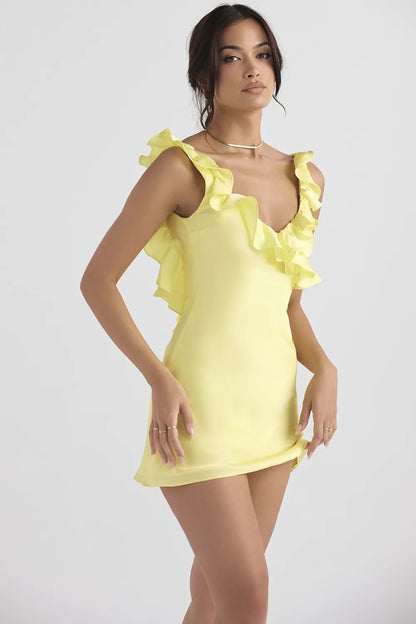 Tink Buttercup Satin Ruffle Mini Dress